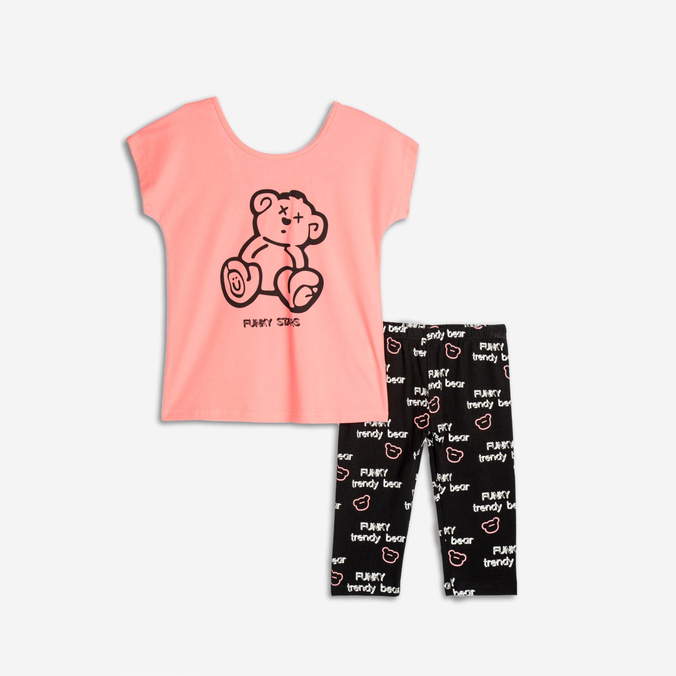 Μπλουζ/μα κολαν καπρι κοριτσi φωσφορουχο σομον-μαυρο allover