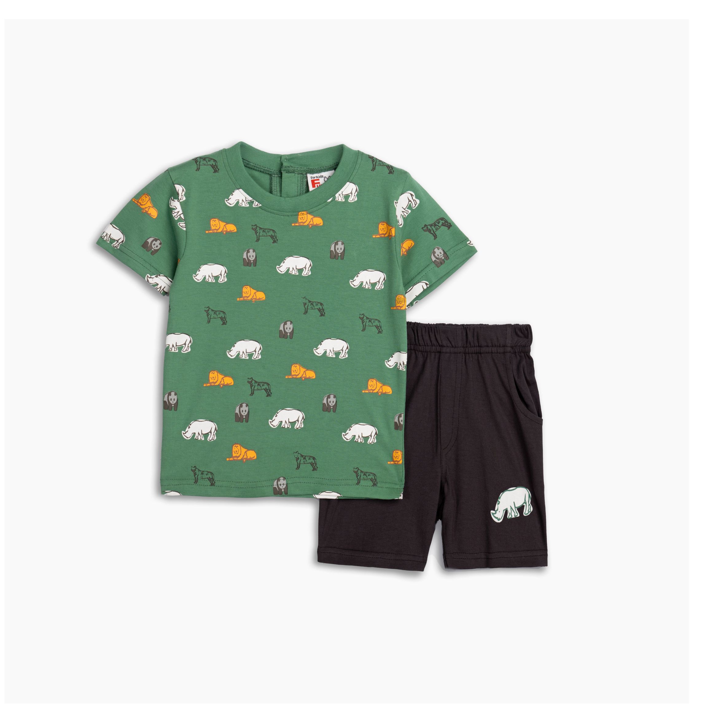 σετ μακο αγορι μηνων οε garden allover/ανθρακι