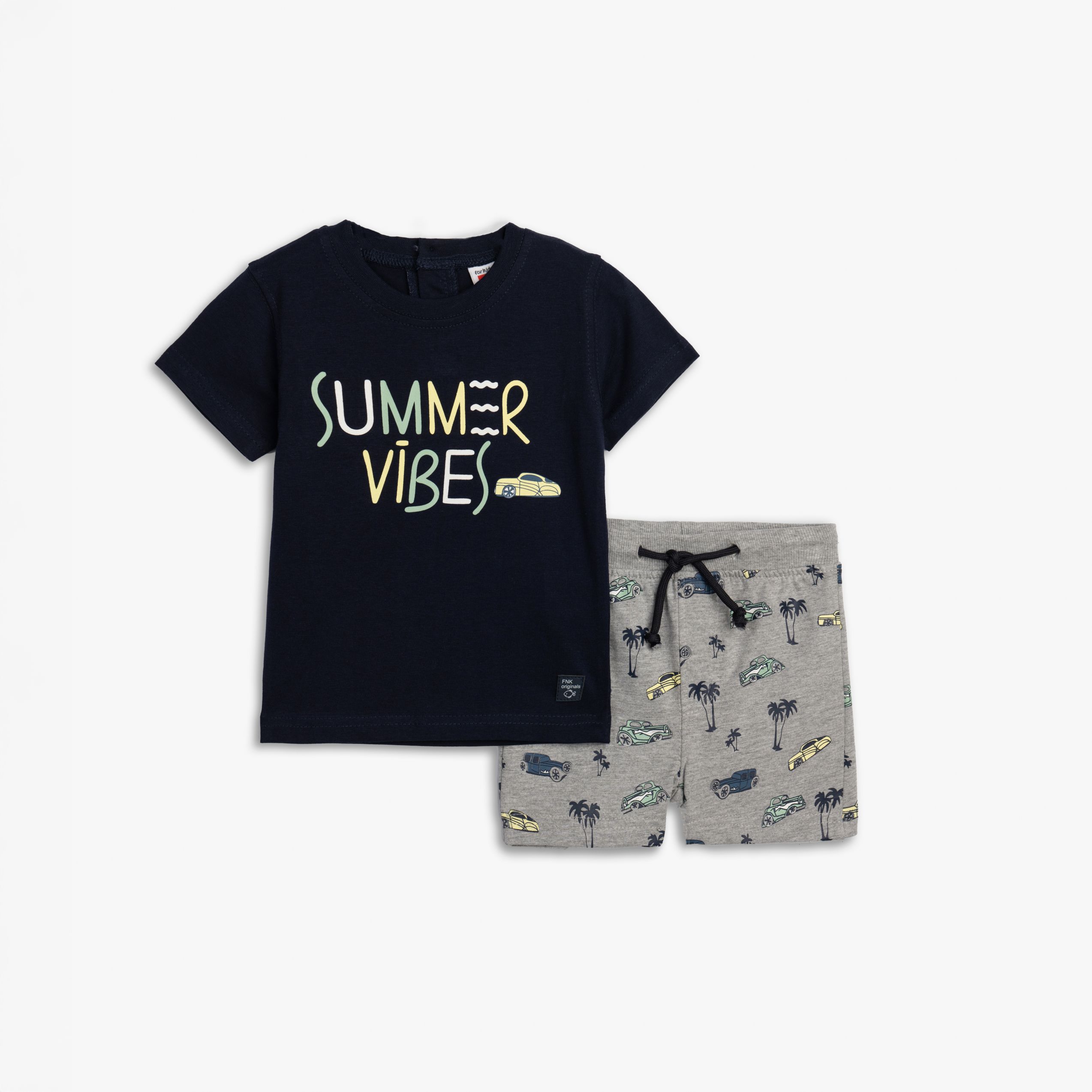 Σετ βερμουδα φουτερ αχν. Αγορι μηνων μπλε/γκρι μελανζε allover