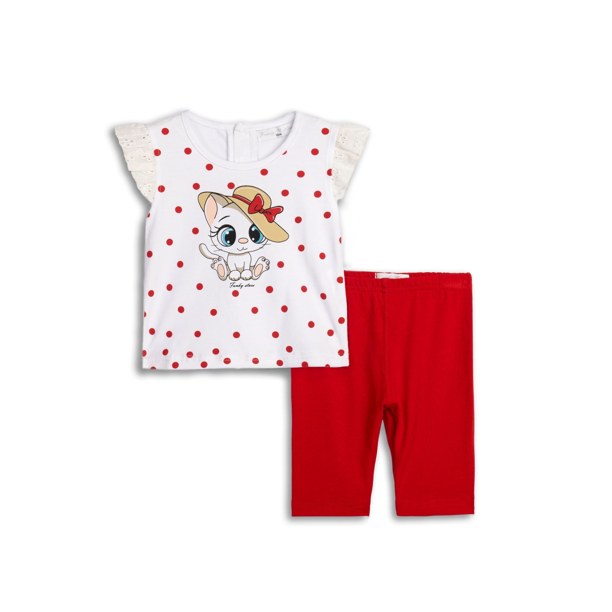 Σετ μπλουζα κολαν μηνων κοριτσι λευκο/κοκκινο