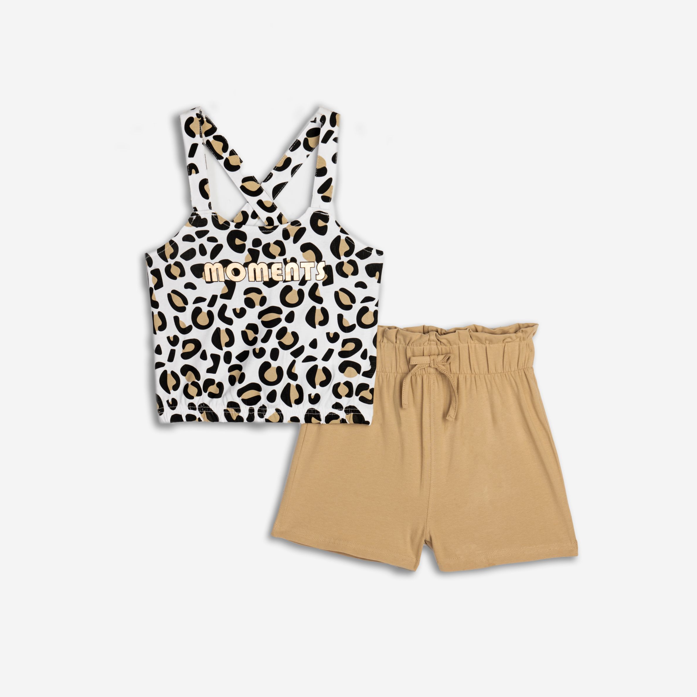 Σετ σορτς μακο κοριτσι λευκο allover/μοκατσινο