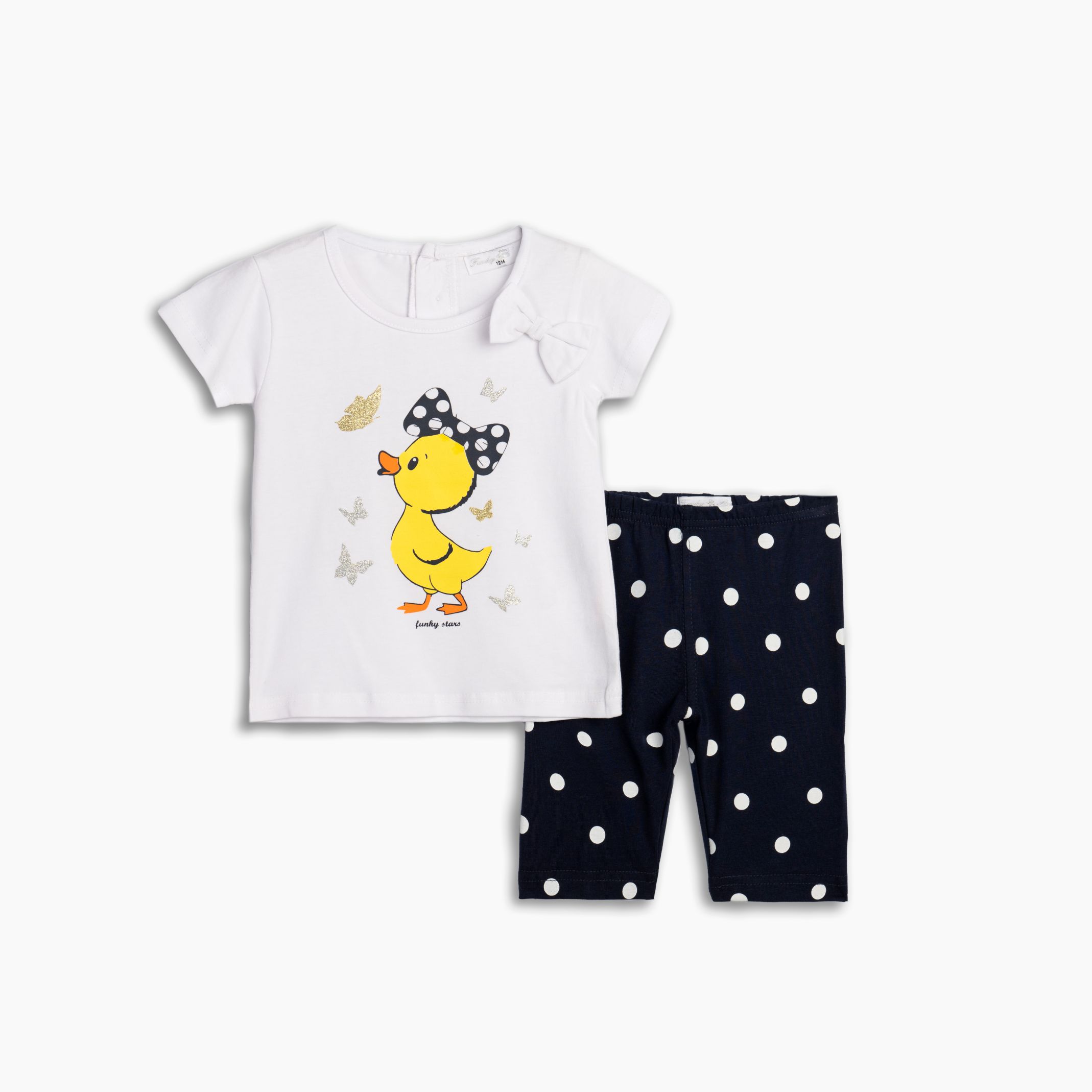 Μπλουζ/μα+κολαν κοριτσι μηνων λευκο/μπλε