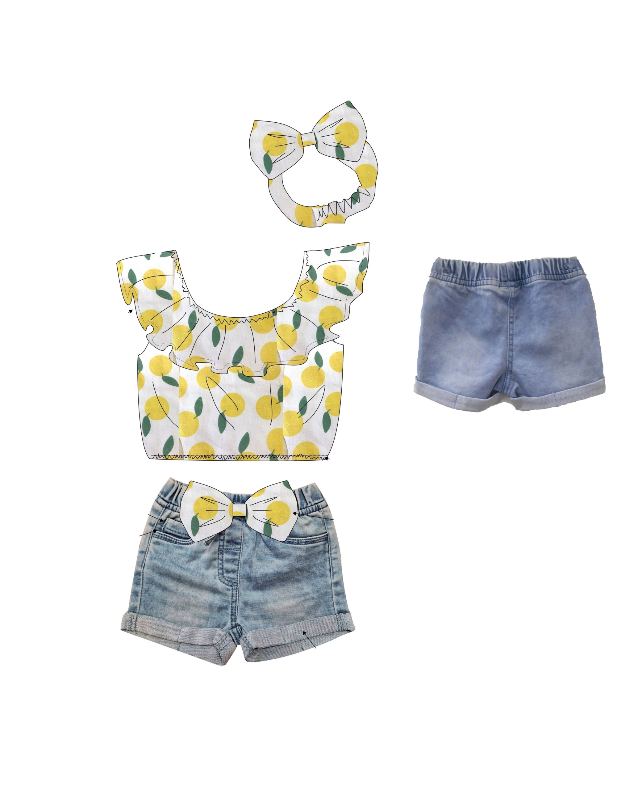 Σετ σορτς τζιν κορδελα μηνων κοριτσι