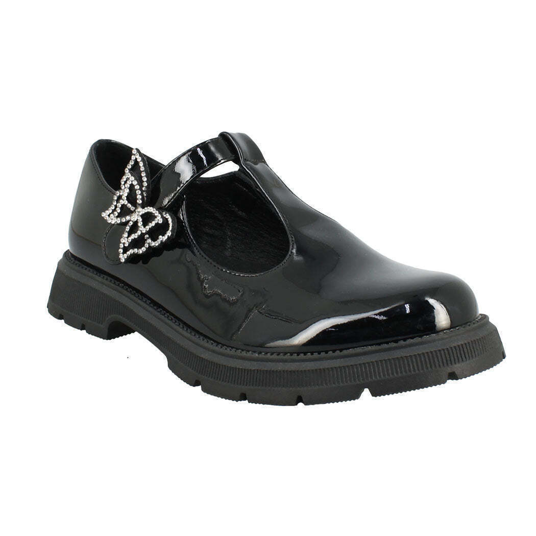 Παιδικές Μπαλαρίνες Ανατομικές με Σκρατς Λουστρίνι Μαύρες